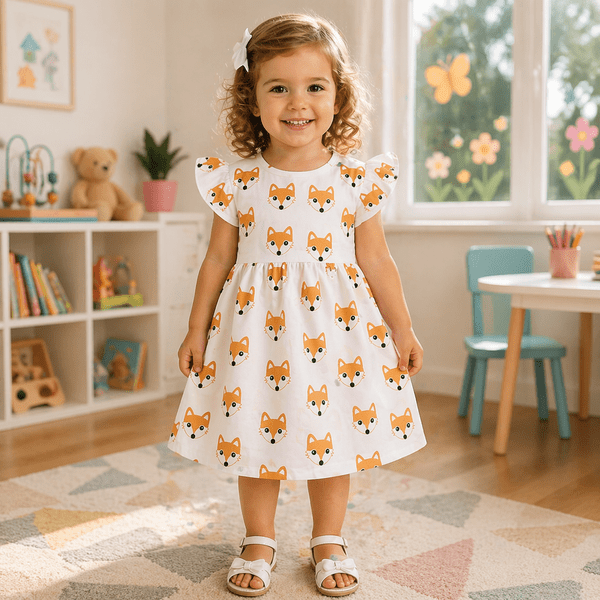 Girl's dress with cute fox 12-13 years