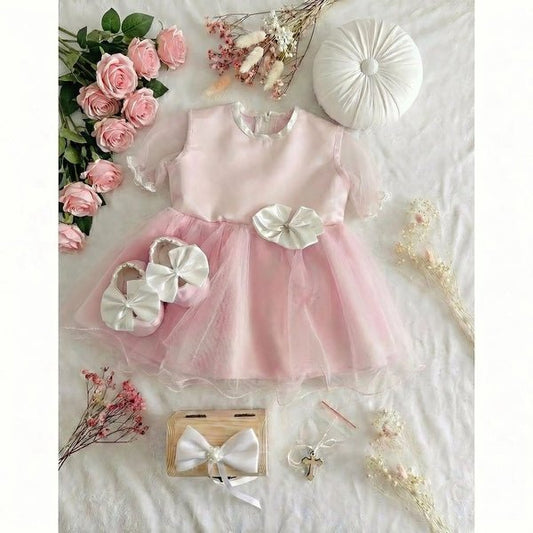 Costum de botez pentru fetiță din tull și tafta duchesse, model elegant pentru ceremonie - MCF România