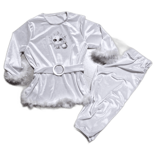 Costum fulg de nea din catifea elastica alb - MCF România