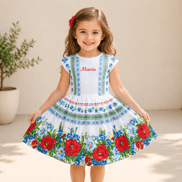 Rochie fete MCF traditionala Crisana bumbac - personalizata cu nume