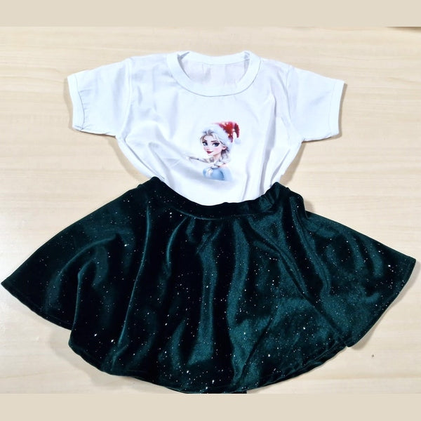 Elsa fustă catifea elastica si tricou - MCF România