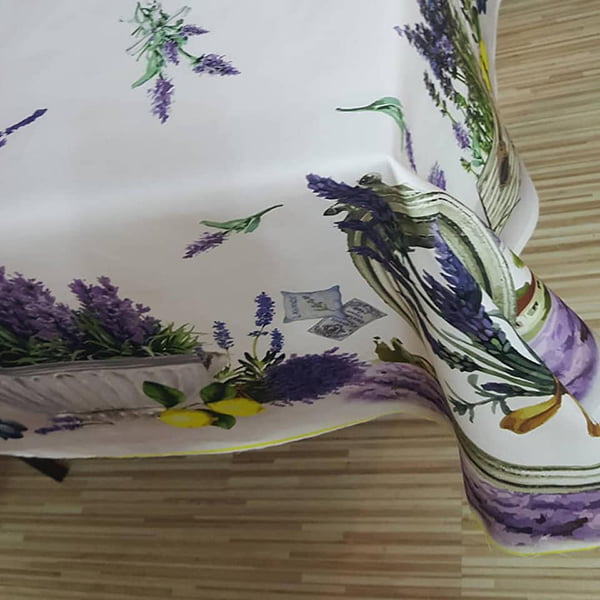 Față de masă „Flori de Lavandă” pentru 6 persoane – MCF, material textil de calitate, design floral elegant - MCF România