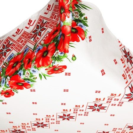Față de masă decorativă din bumbac cu flori de mac | MCF SRL - MCF România