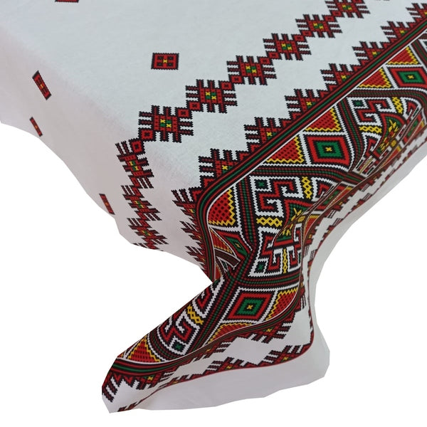 Față de masă decorativă tradițională Banat – bumbac 100%, MCF, model popular românesc - MCF România