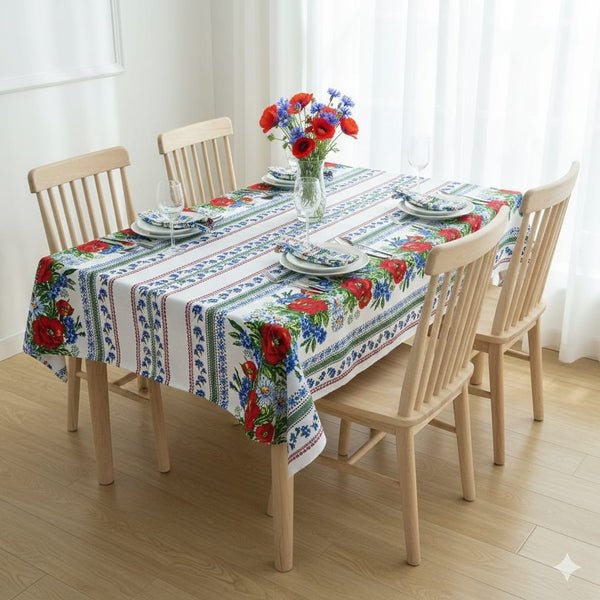 Față de masă decorativă tradițională Crișana – MCF, bumbac de calitate, model popular românesc - MCF România