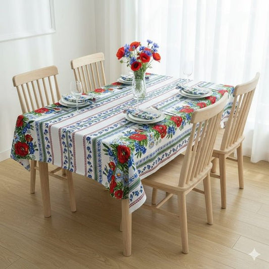 Față de masă decorativă tradițională Crișana – MCF, bumbac de calitate, model popular românesc - MCF România