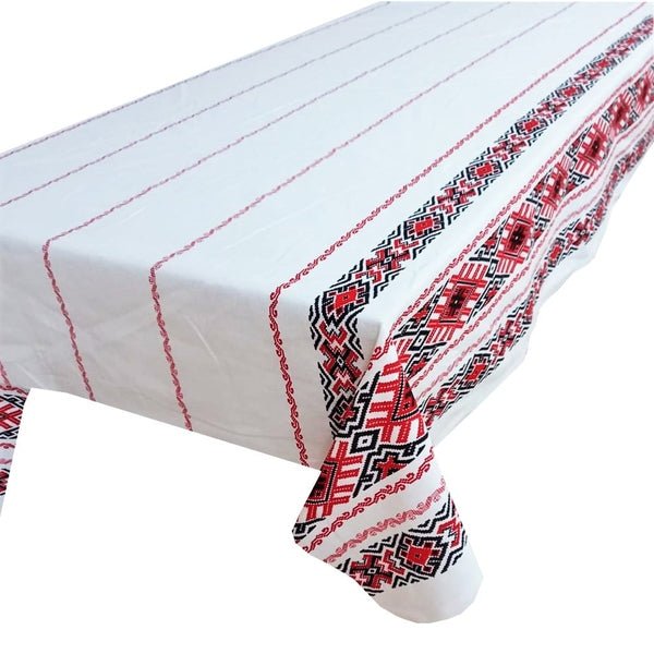 Față de masă decorativă tradițională Oltenia – bumbac 100%, MCF, model popular românesc - MCF România