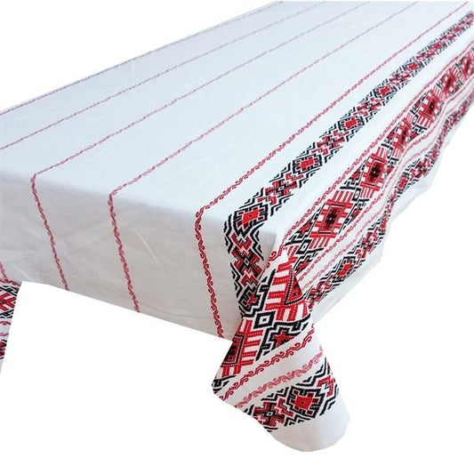 Față de masă decorativă tradițională Oltenia – bumbac 100%, MCF, model popular românesc - MCF România