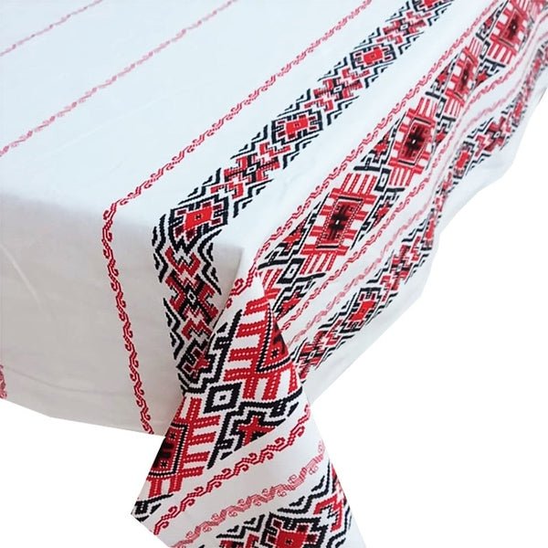 Față de masă decorativă tradițională Oltenia – bumbac 100%, MCF, model popular românesc - MCF România