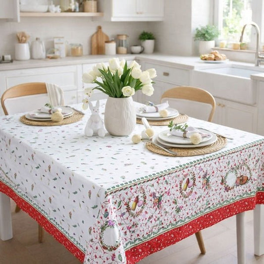 Față de masă din bumbac 100% cu iepurași de Paște | MCF SRL - MCF România