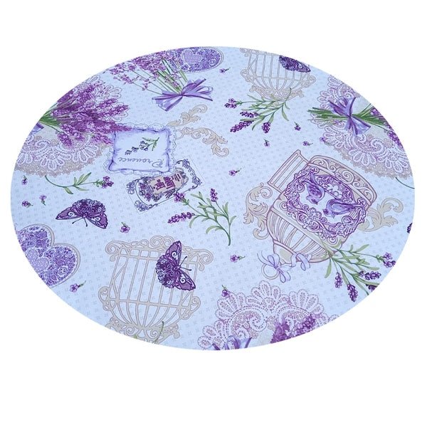 Față de masă rotundă cu lavandă – bumbac de calitate, MCF, design floral elegant - MCF România