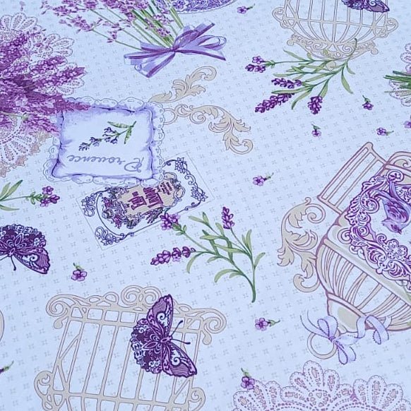 Față de masă rotundă cu lavandă – bumbac de calitate, MCF, design floral elegant - MCF România