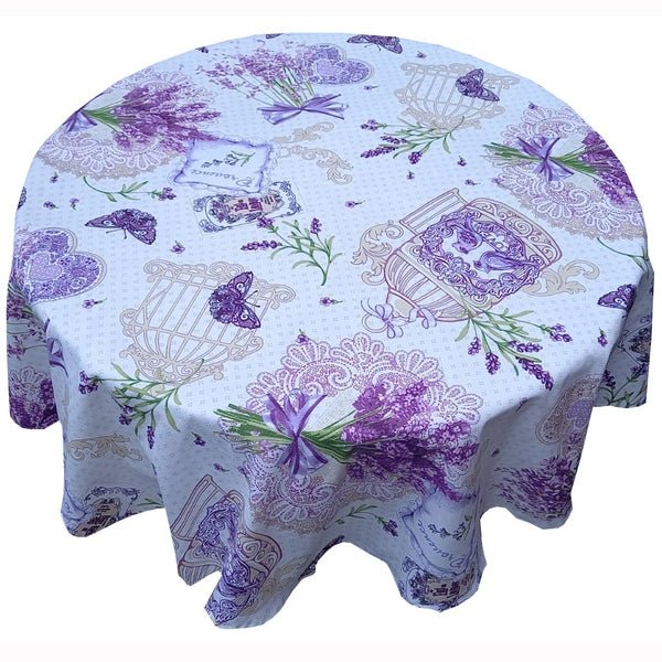 Față de masă rotundă cu lavandă – bumbac de calitate, MCF, design floral elegant - MCF România