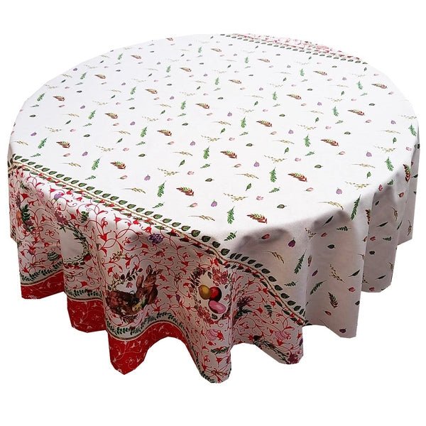 Față de masă rotundă din bumbac 100% cu iepurași de Paște – decor festiv elegant - MCF România