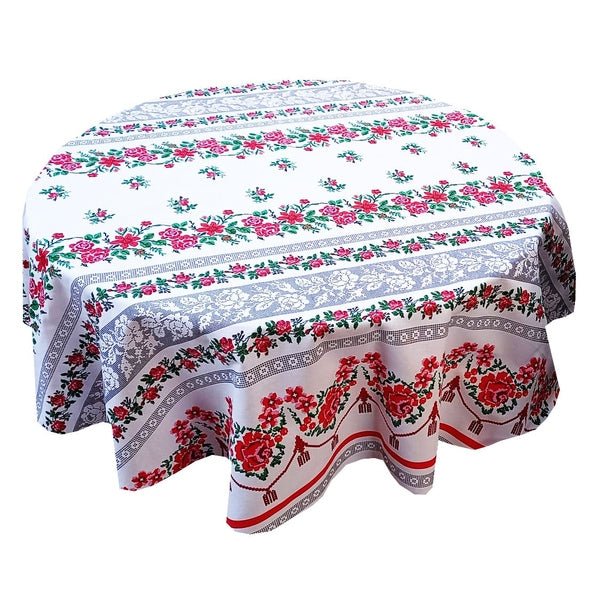 Față de masă rotundă – imprimeu tradițional Moldova, material textil de calitate - MCF România