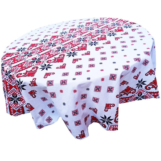 Față de masă rotundă tradițională Ardeal – bumbac de calitate, model popular românesc - MCF România