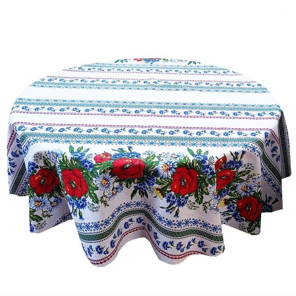 Față de masă rotundă tradițională Crișana – material textil de calitate, model popular românesc - MCF România