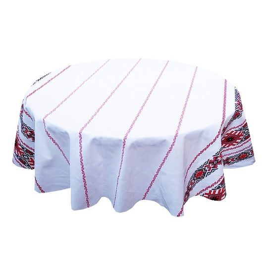 Față de masă rotundă tradițională Oltenia – bumbac 100%, model popular românesc - MCF România