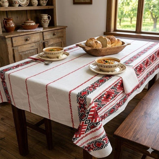 Traditional Oltenia decorative cotton tablecloth