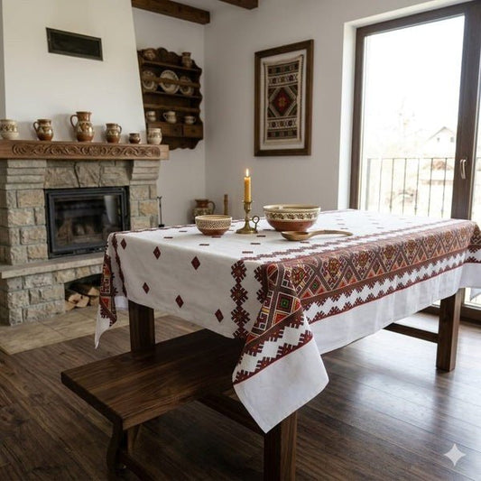 Traditional Banat decorative tablecloth 100% cotton MCF