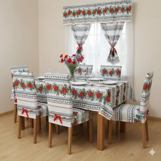 Perdea de bucătărie Crișana – bumbac 100%, MCF, 150x200 cm, model tradițional românesc - MCF România