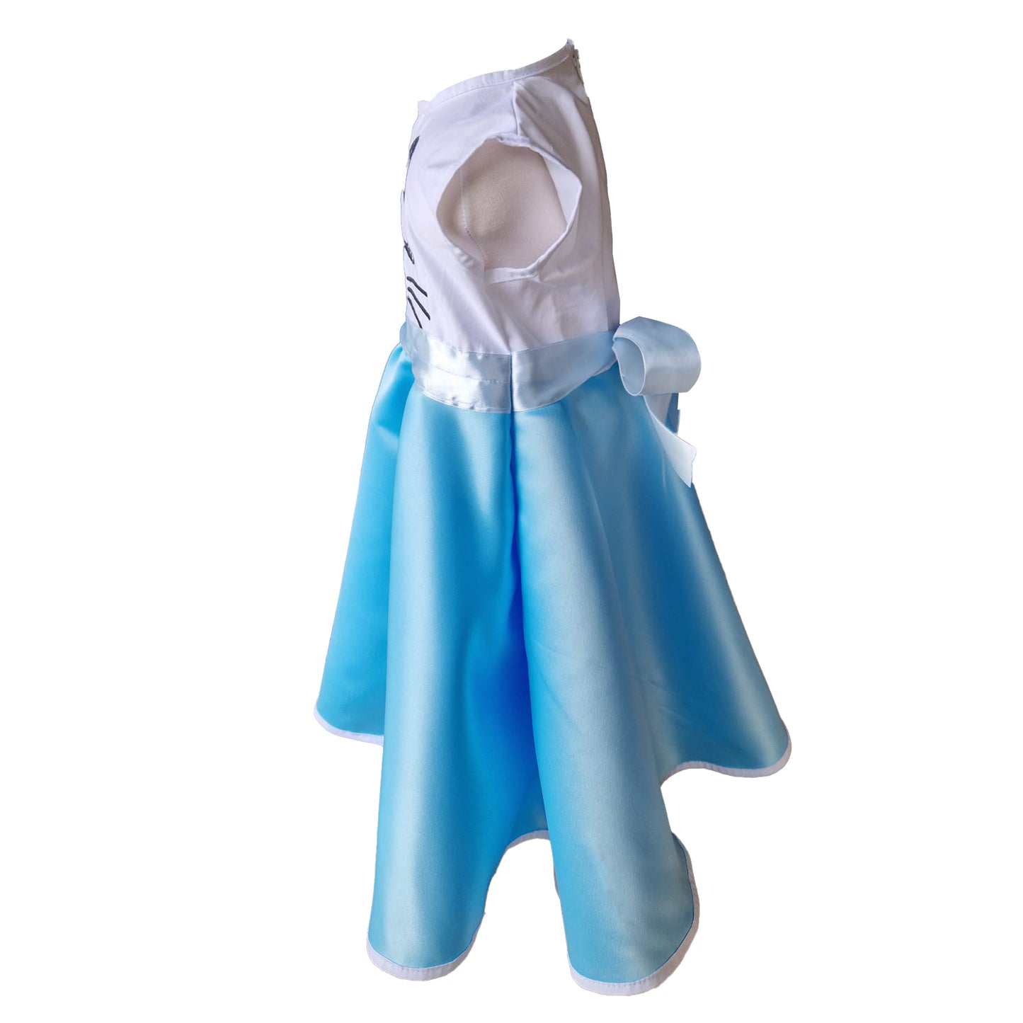 Rochie fete MCF Pisica aristocrata bumbac albastru cu alb