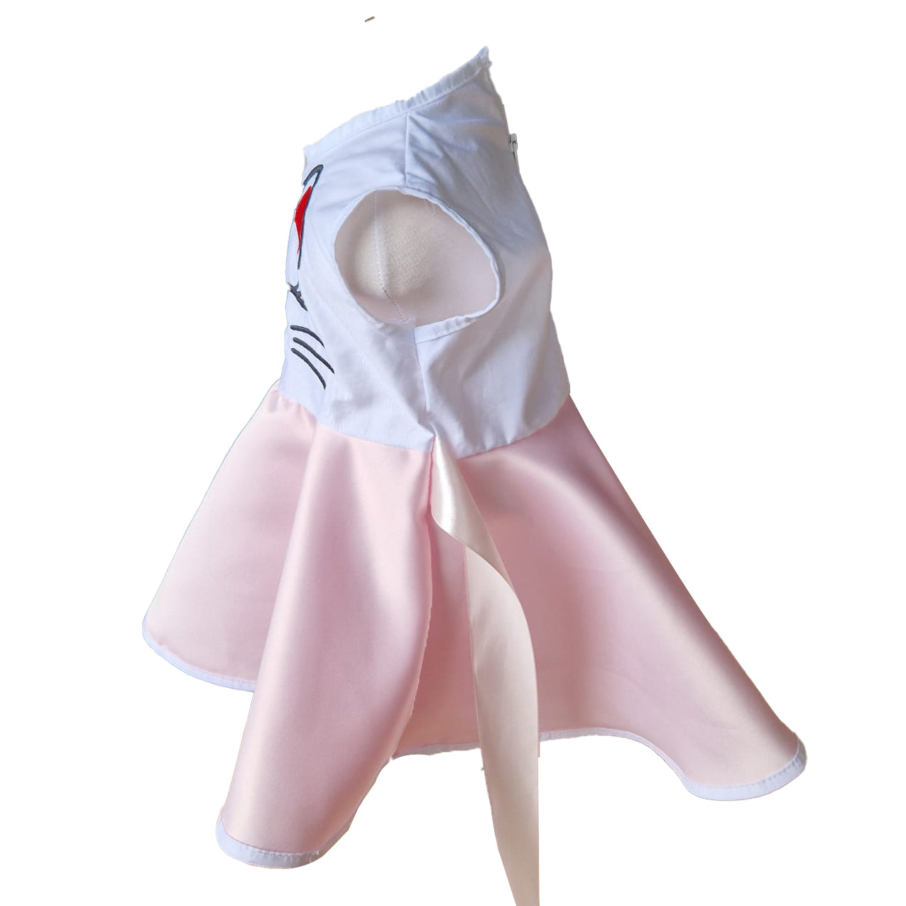 Rochie fete MCF Pisica aristocrata bumbac roz cu alb