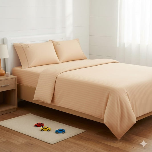 Lenjerie de pat Damasc Bej Crem – Eleganță Premium - MCF România