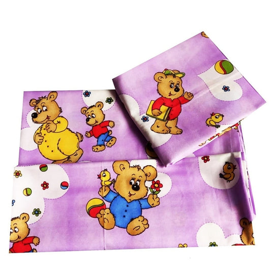 Lenjerie pat 3 piese MCF Ursuleti isteti multicolor - Roz, 90x200 cm - MCF România