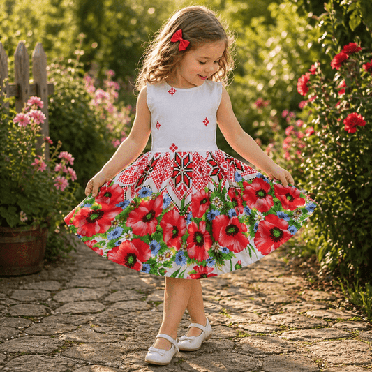 Oas multicolor summer cotton dress with traditional print MCF