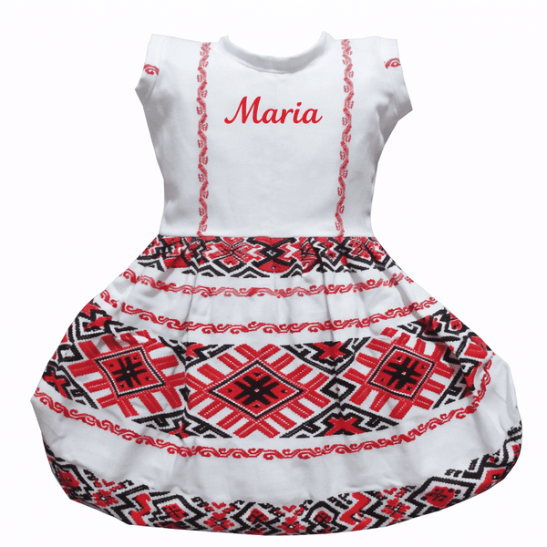 Traditional Oltenia girls' multicolor summer cotton dress