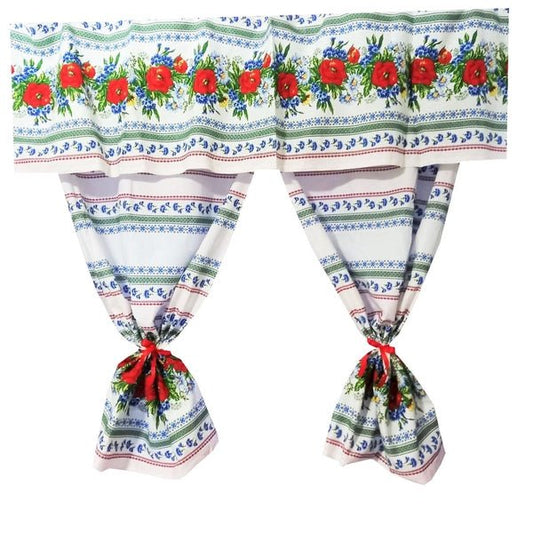 Perdea de bucătărie Crișana – bumbac 100%, MCF, 150x200 cm, model tradițional românesc - MCF România