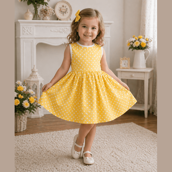 Red cotton dress with white polka dots for summer Ladybug