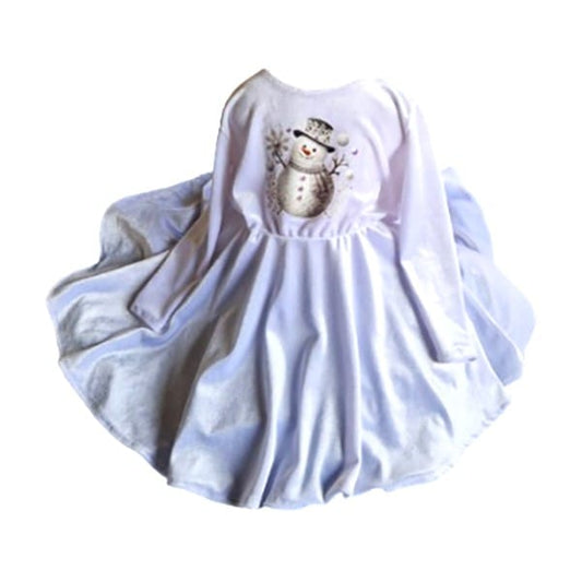 Rochie Catifea Albă Fetițe Om de Zăpadă din catifea elastica alba - MCF România