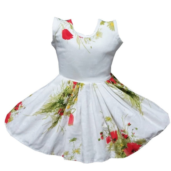 Rochie de vară din bumbac – imprimeu cu flori de mac, multicoloră, MCF - MCF România