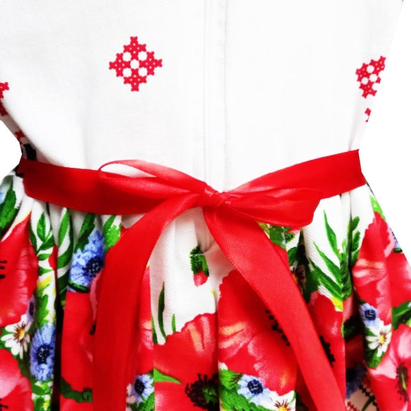 Rochie de vară din bumbac – imprimeu tradițional Oaș, multicoloră, MCF - MCF România