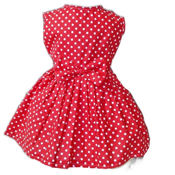 Rochie din bumbac rosie cu buline albe de vara Buburuza - MCF România