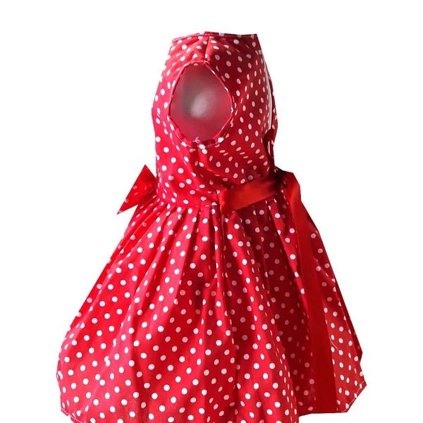 Rochie din bumbac rosie cu buline albe de vara Buburuza - MCF România