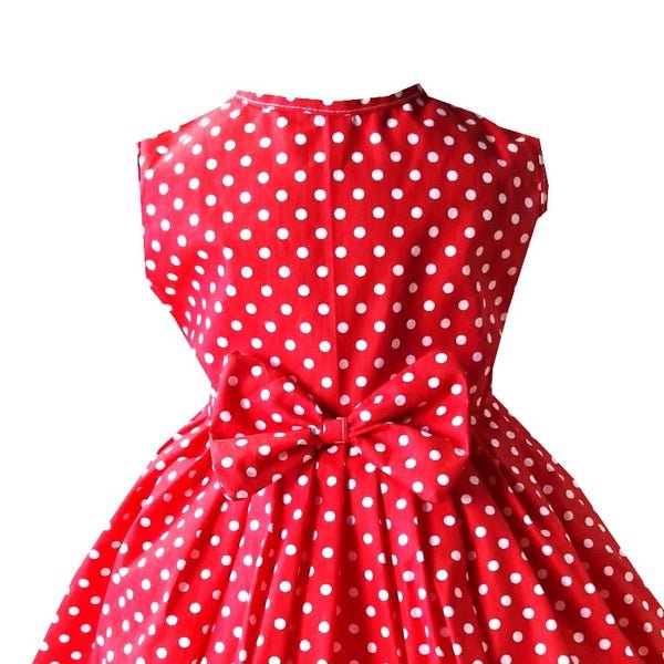 Rochie din bumbac rosie cu buline albe de vara Buburuza - MCF România