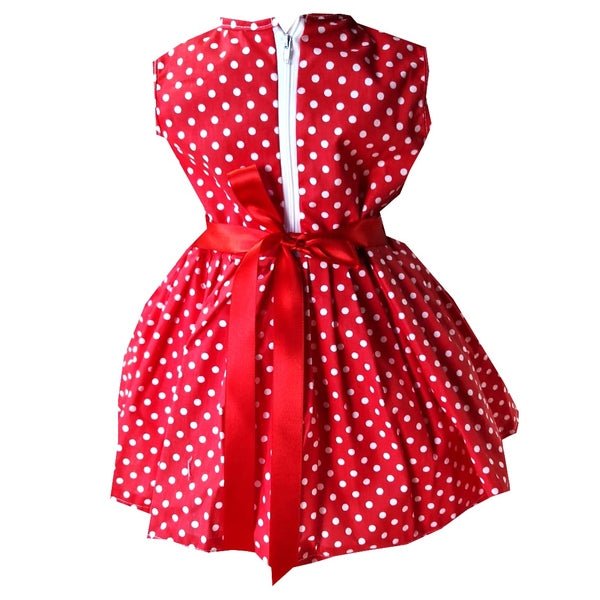 Rochie din bumbac rosie cu buline albe de vara Buburuza - MCF România