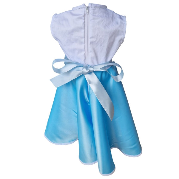 Rochie fete MCF Pisica aristocrata bumbac albastru cu alb - MCF România