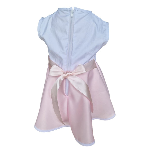 Rochie fete MCF Pisica aristocrata bumbac roz cu alb - MCF România