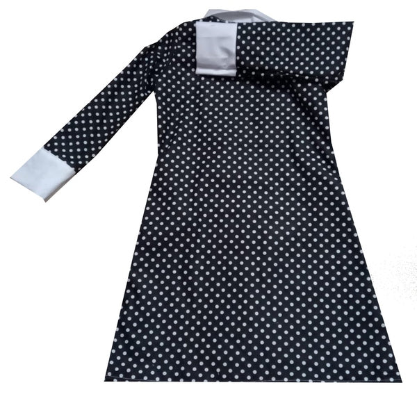 Rochie fete MCF Wednesday bumbac negru cu buline albe - MCF România