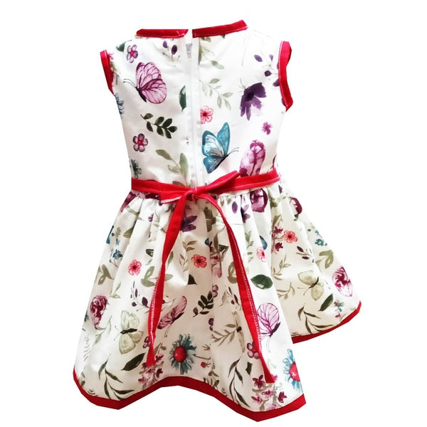 Rochie fete MCF fluturi si flori bumbac multicolor - MCF România