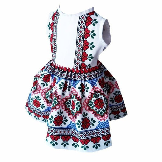 Rochie fete MCF traditionala Muntenia multicolora de vara bumbac - MCF România