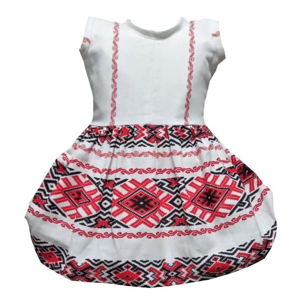 Rochie fete din bumbac – model tradițional Oltenia, multicoloră, rochiță de vară MCF - MCF România