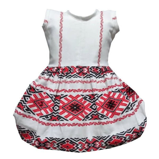 Rochie fete din bumbac – model tradițional Oltenia, multicoloră, rochiță de vară MCF - MCF România