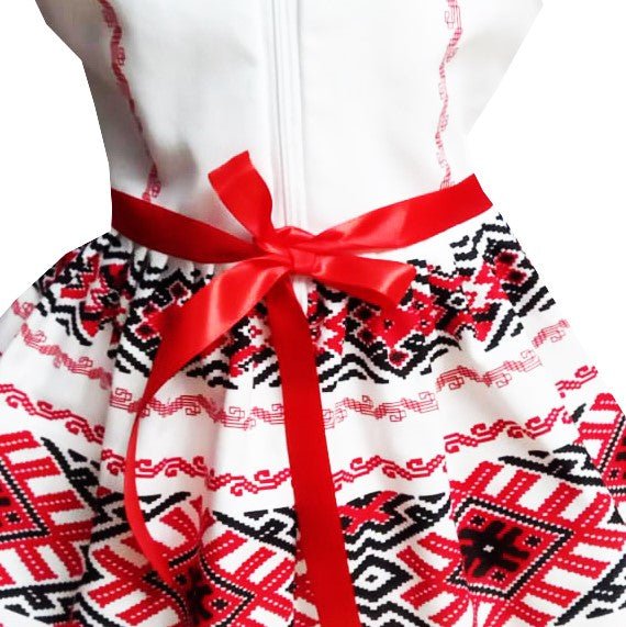 Rochie fete din bumbac – model tradițional Oltenia, multicoloră, rochiță de vară MCF - MCF România