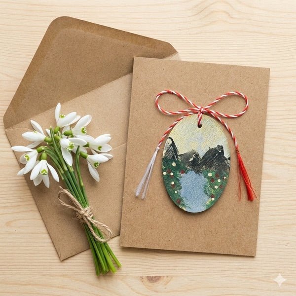 Set 5 mărțișoare tablou pictate manual pe lemn | MCF SRL - MCF România