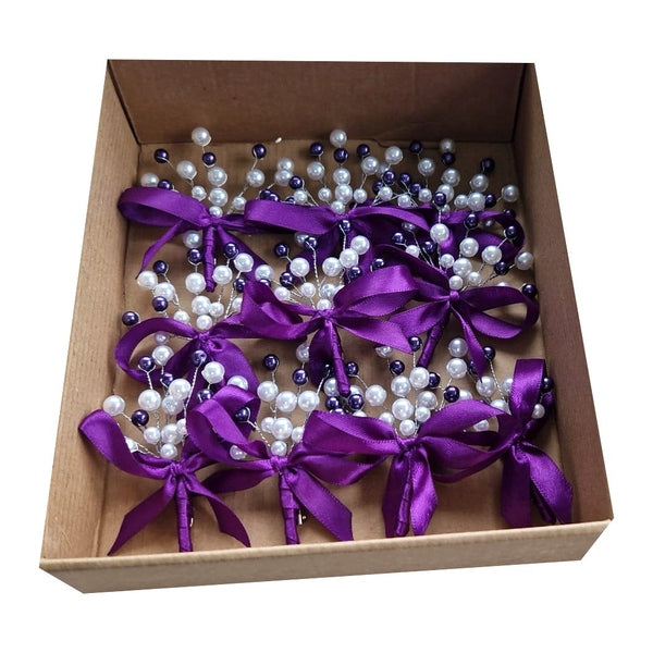 Set 8 cocarde nuntă din lemn – Mire, Mireasă, Nași și Părinți, 7×7 cm | MCF - MCF România